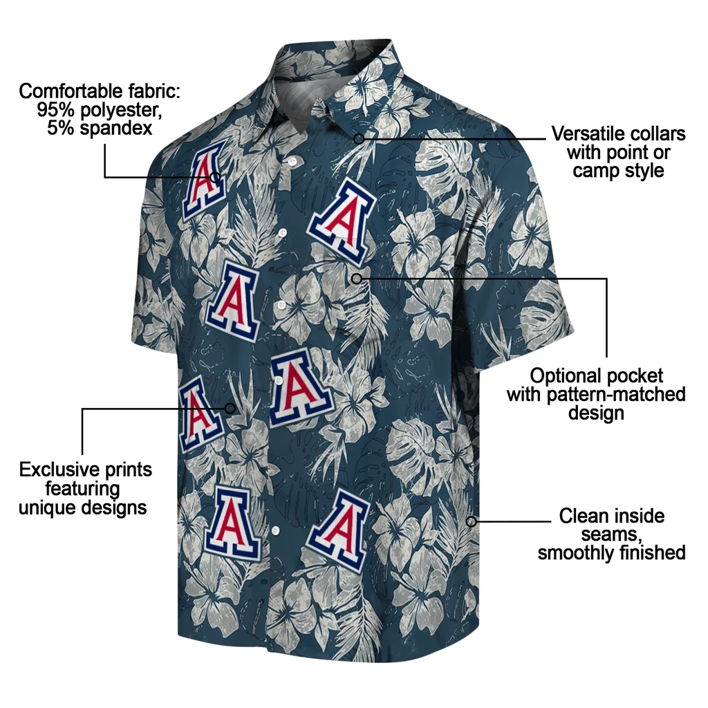 Arizona Wildcats Hawaiian Shirt - Hibiscus Flowers arizona wildcats hibiscus flowers navy blue hawaiian shirts new arrival