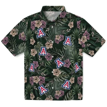 arizona wildcats hibiscus leaves pattern green hawaiian shirts best selling