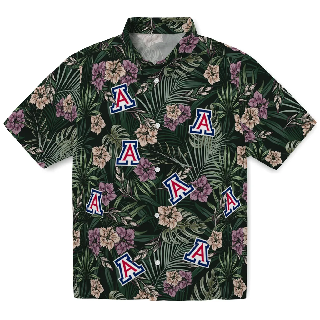 Arizona Wildcats Hawaiian Shirt - Hibiscus Leaves Pattern arizona wildcats hibiscus leaves pattern green hawaiian shirts best selling