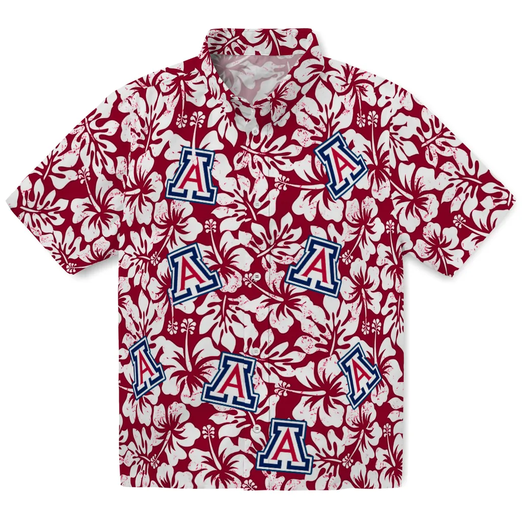 Arizona Wildcats Hawaiian Shirt - Hibiscus Motif arizona wildcats hibiscus motif red white hawaiian shirts best selling