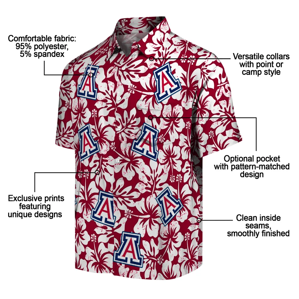 Arizona Wildcats Hawaiian Shirt - Hibiscus Motif arizona wildcats hibiscus motif red white hawaiian shirts new arrival