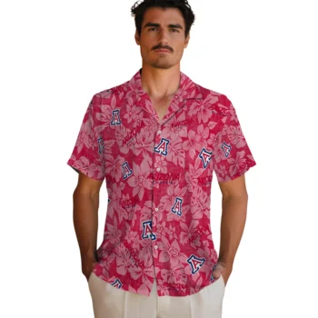 arizona wildcats hibiscus oasis red hawaiian shirts fashion forward