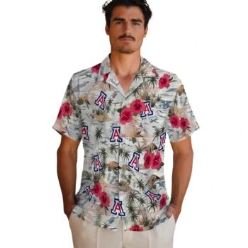 arizona wildcats hibiscus seaside white hawaiian shirts fashion forward