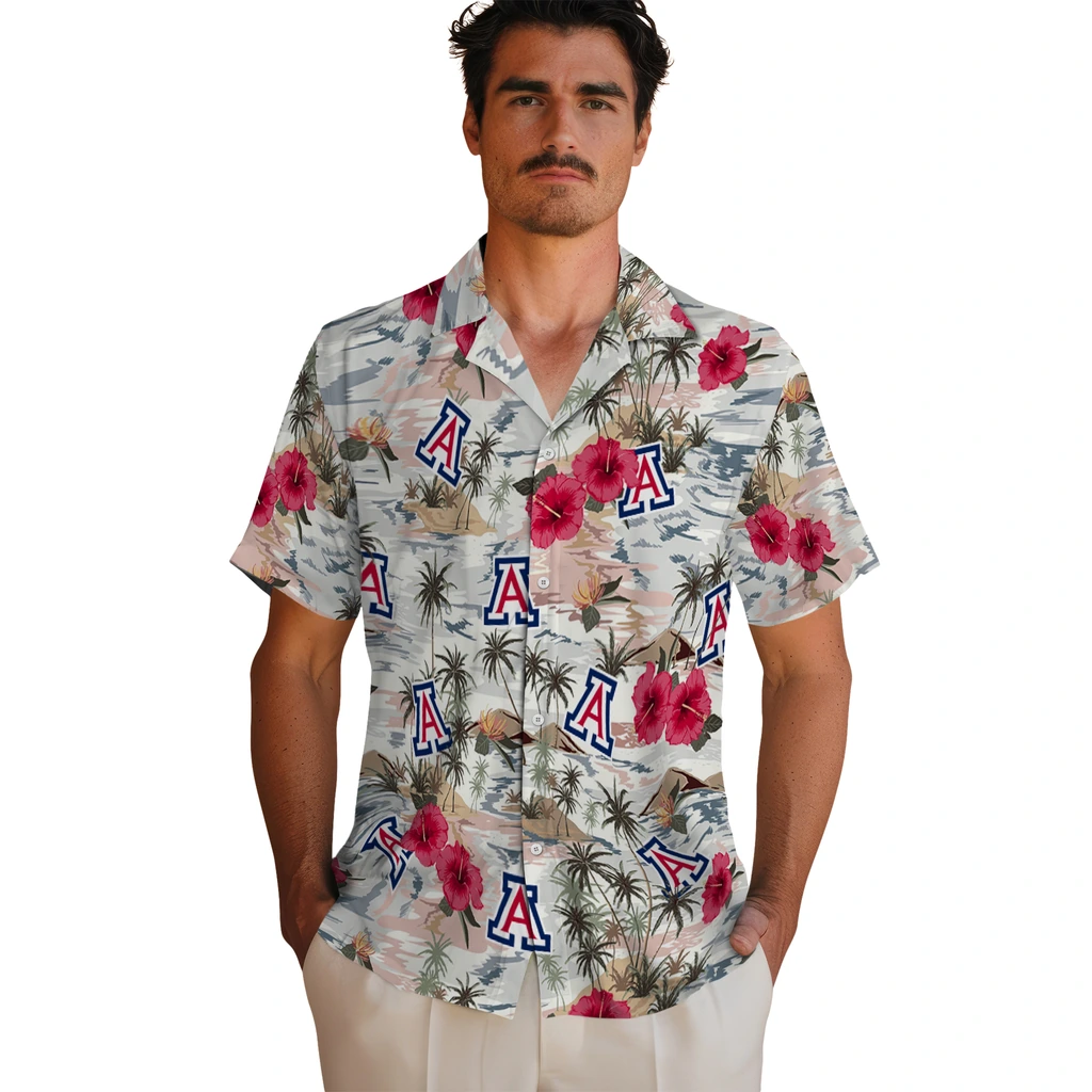 Arizona Wildcats Hawaiian Shirt - Hibiscus Seaside arizona wildcats hibiscus seaside white hawaiian shirts fashion forward