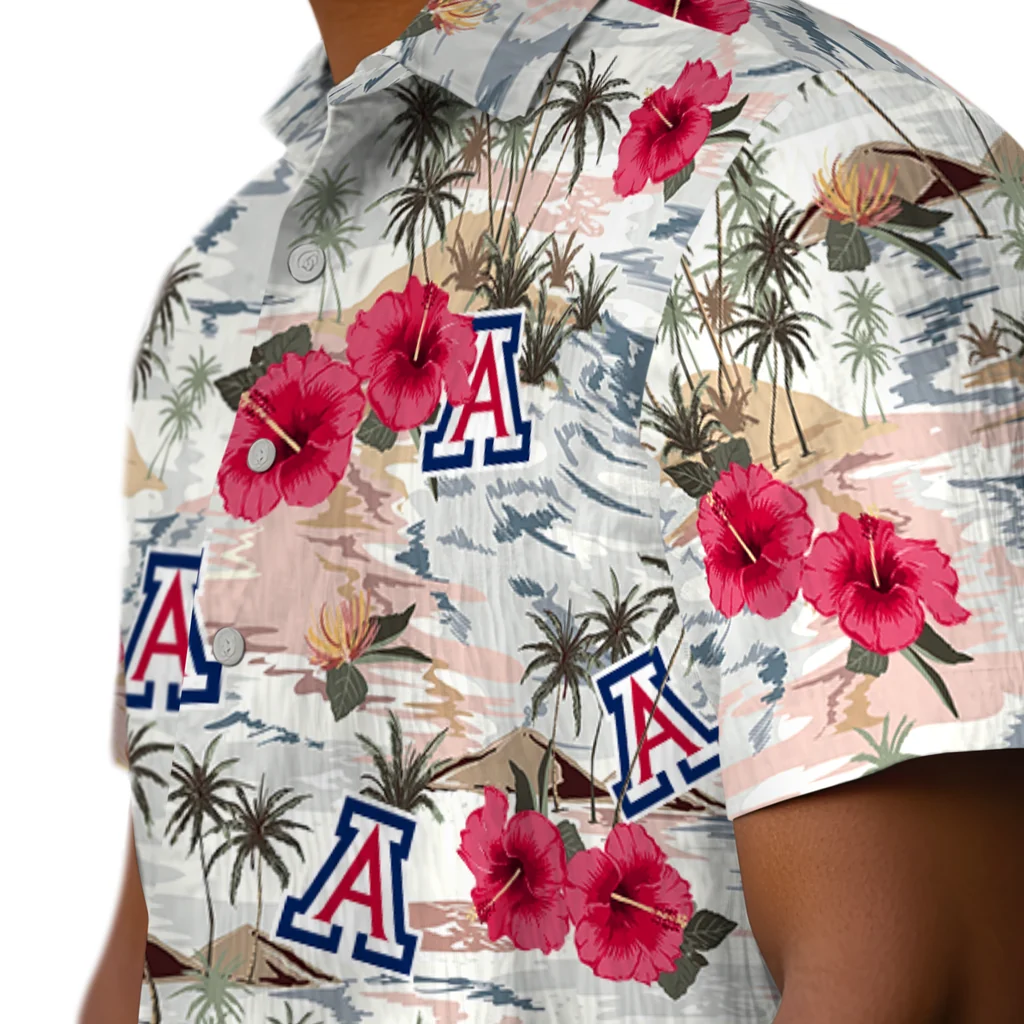 Arizona Wildcats Hawaiian Shirt - Hibiscus Seaside arizona wildcats hibiscus seaside white hawaiian shirts trendy