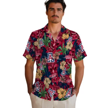 arizona wildcats tiki jungle red hawaiian shirts fashion forward