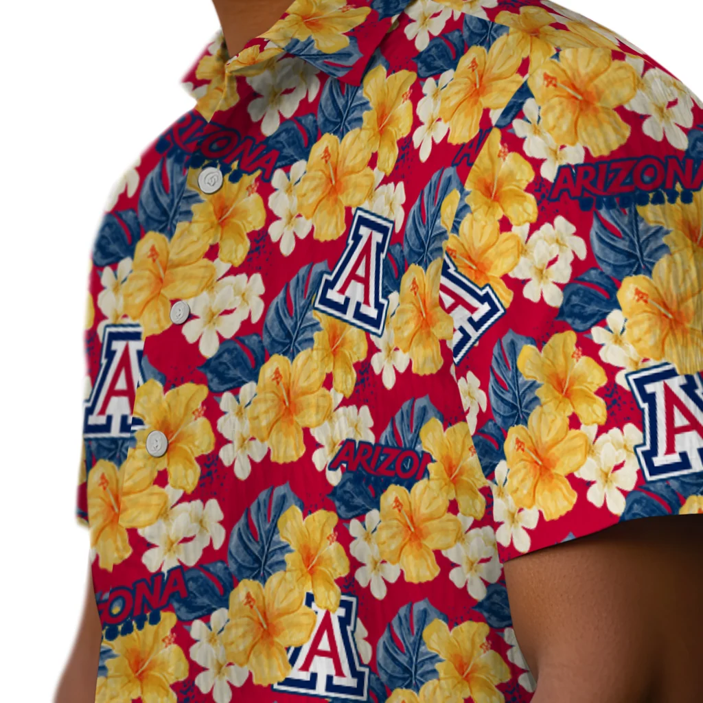 Arizona Wildcats Hawaiian Shirt - Hibiscus Tropics arizona wildcats hibiscus tropics red yellow hawaiian shirts trendy