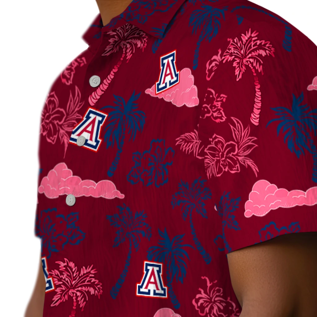 Arizona Wildcats Hawaiian Shirt - Palm And Clouds arizona wildcats palm and clouds red hawaiian shirts trendy