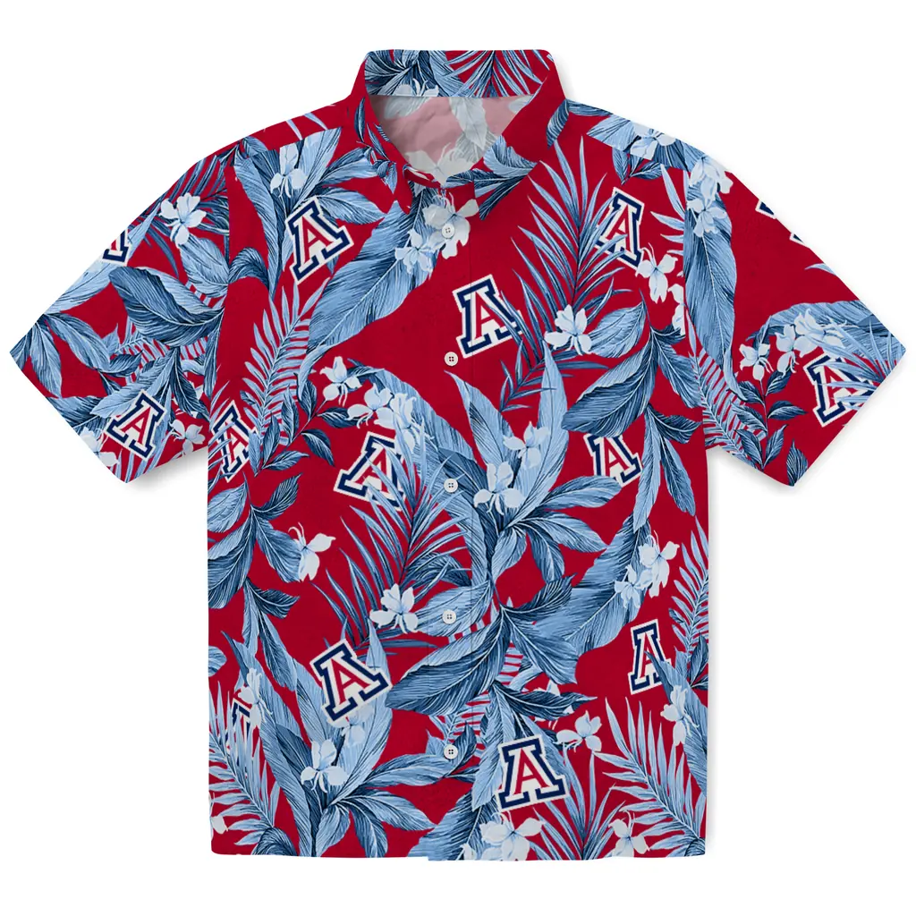 Arizona Wildcats Hawaiian Shirt - Palm Leaves arizona wildcats palm leaves red hawaiian shirts best selling