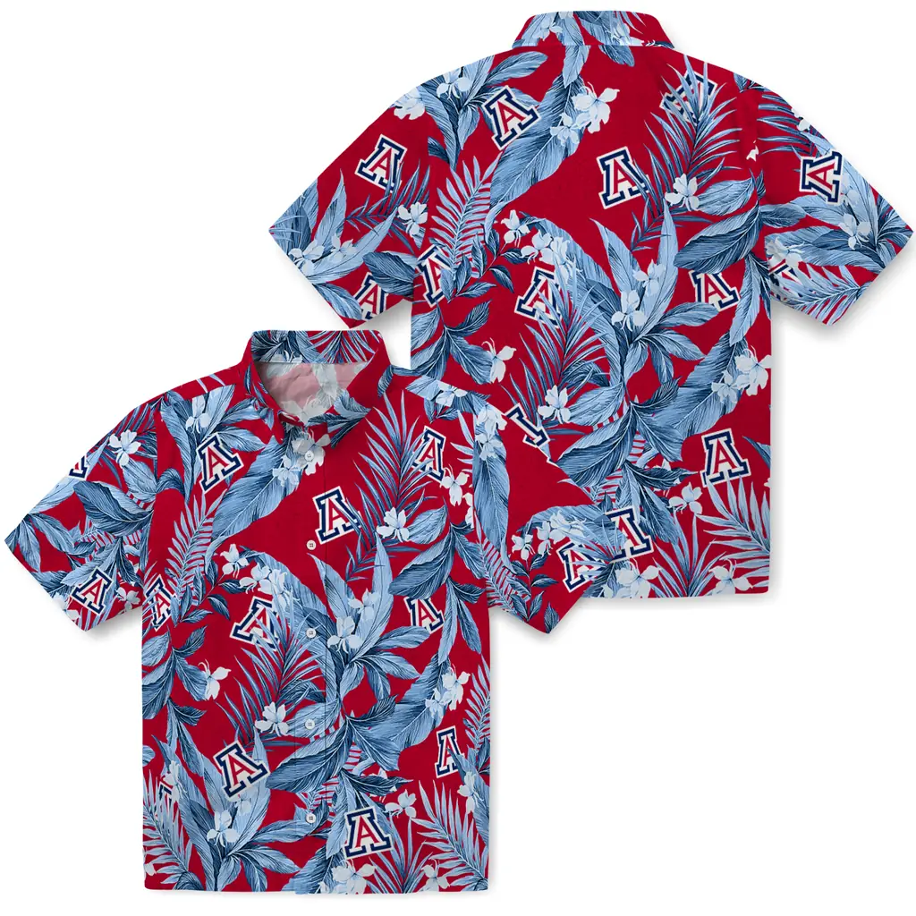 Arizona Wildcats Hawaiian Shirt - Palm Leaves arizona wildcats palm leaves red hawaiian shirts high quality