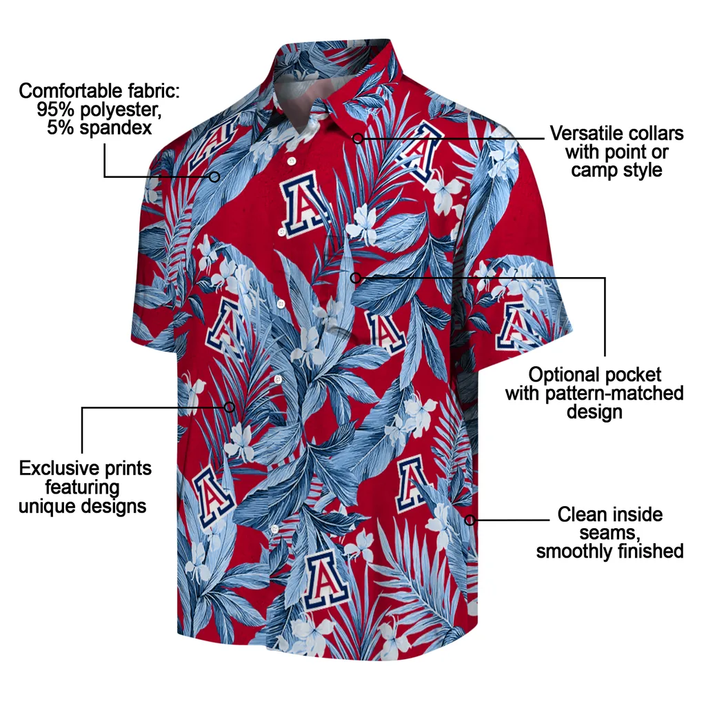 Arizona Wildcats Hawaiian Shirt - Palm Leaves arizona wildcats palm leaves red hawaiian shirts new arrival