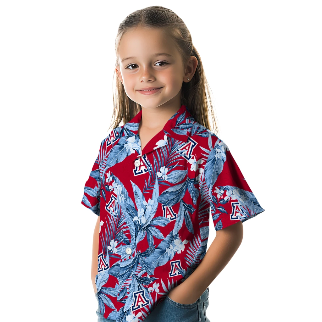 Arizona Wildcats Hawaiian Shirt - Palm Leaves arizona wildcats palm leaves red hawaiian shirts premium grade