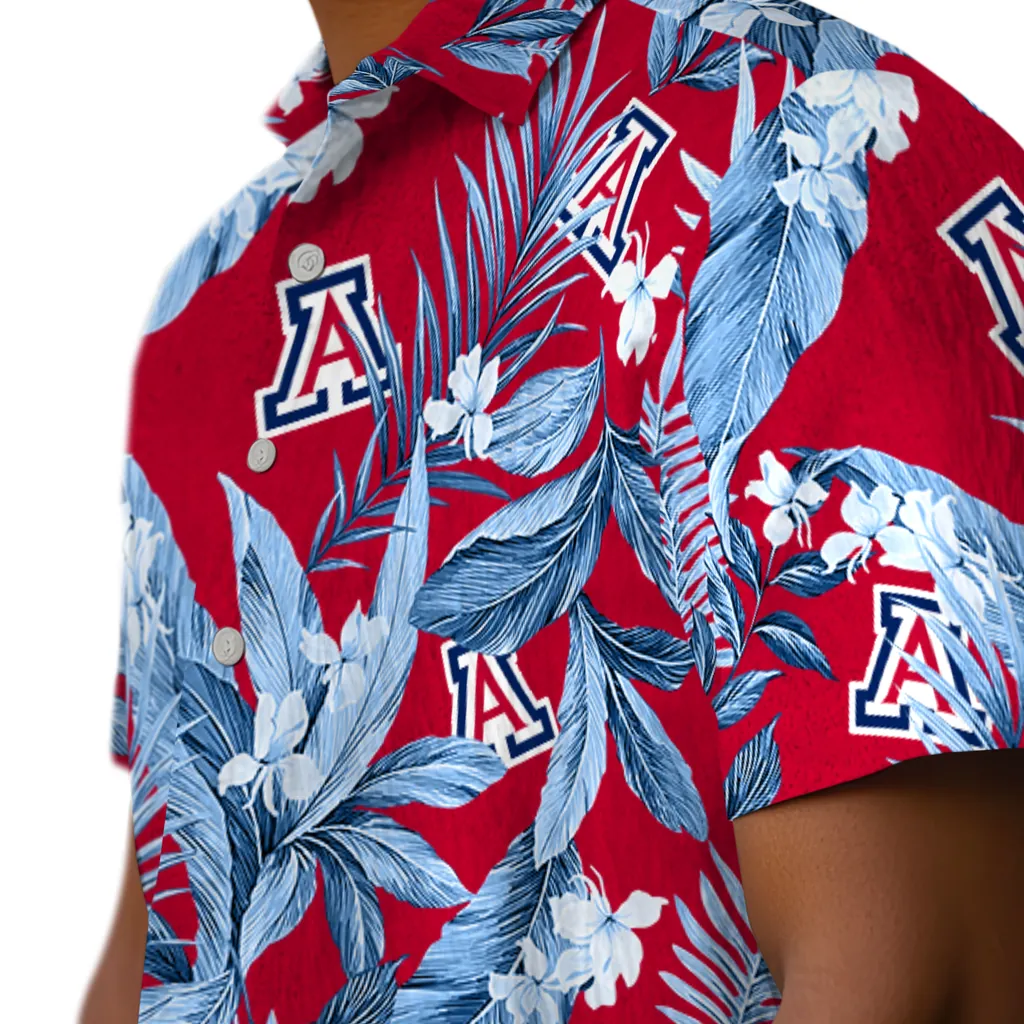 Arizona Wildcats Hawaiian Shirt - Palm Leaves arizona wildcats palm leaves red hawaiian shirts trendy