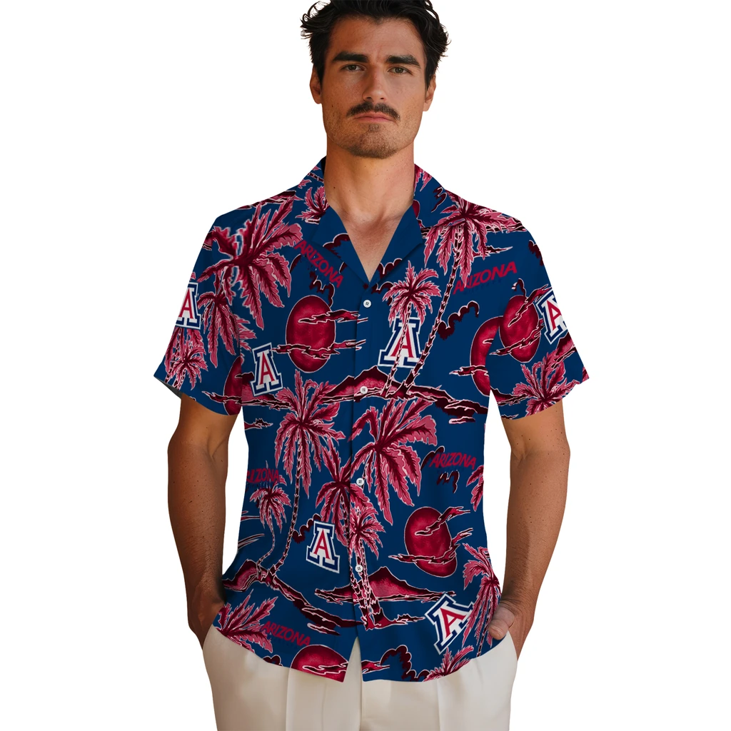 Arizona Wildcats Hawaiian Shirt - Palm Sunset arizona wildcats palm sunset hawaiian shirts fashion forward