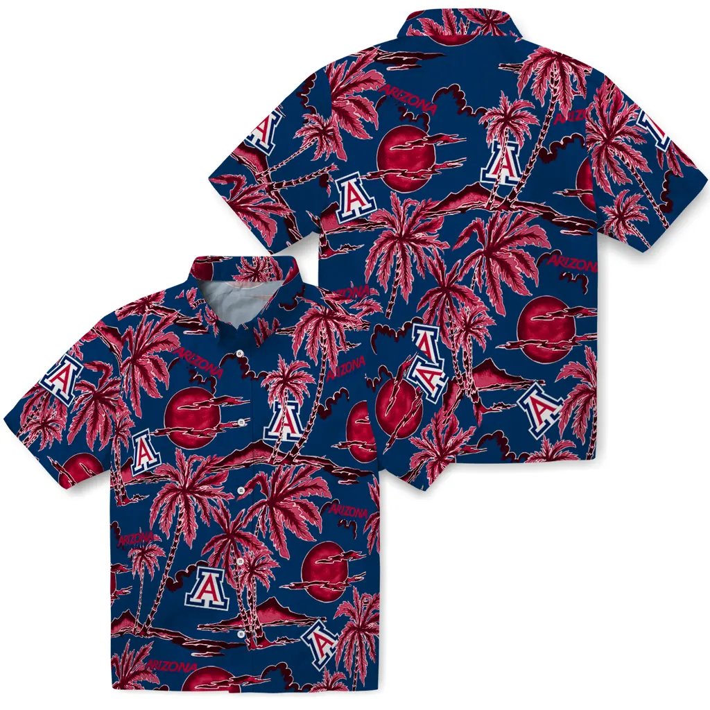 Arizona Wildcats Hawaiian Shirt - Palm Sunset arizona wildcats palm sunset hawaiian shirts high quality