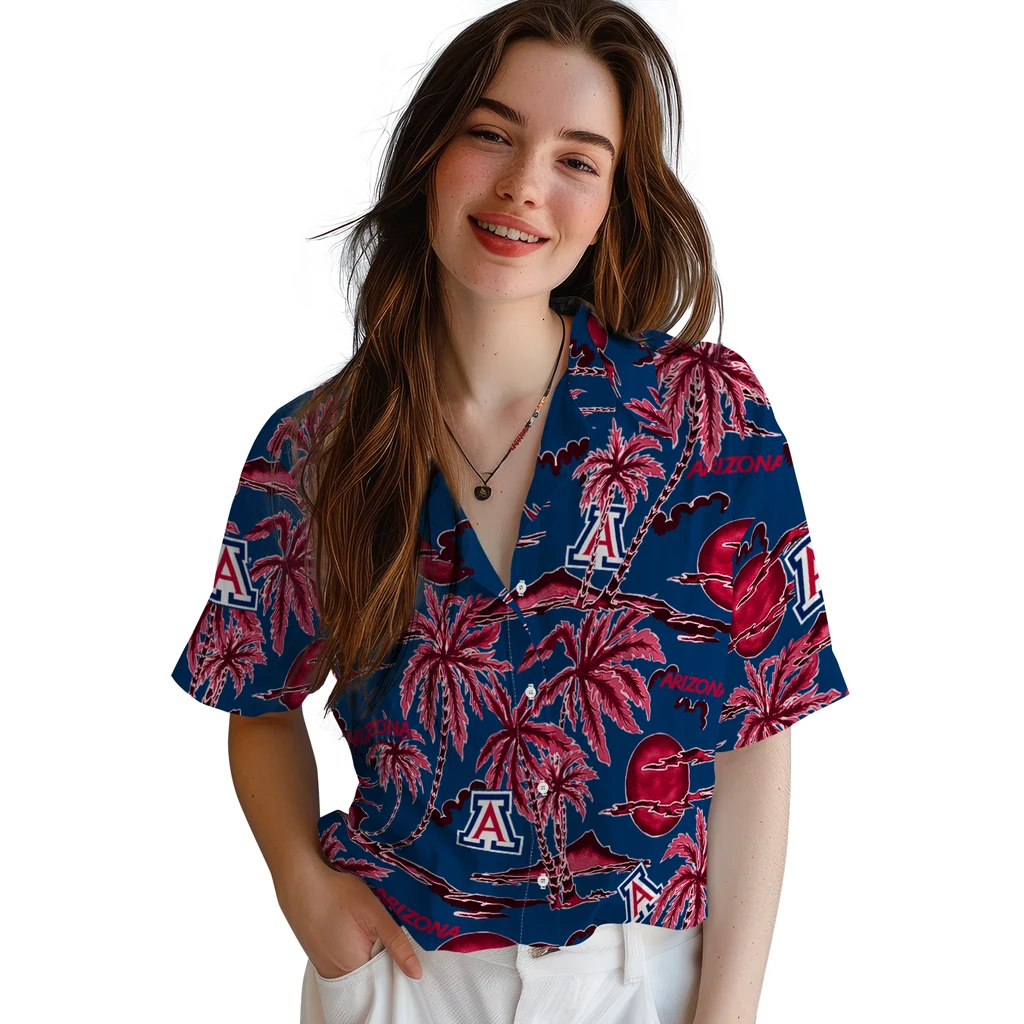 Arizona Wildcats Hawaiian Shirt - Palm Sunset arizona wildcats palm sunset hawaiian shirts latest model