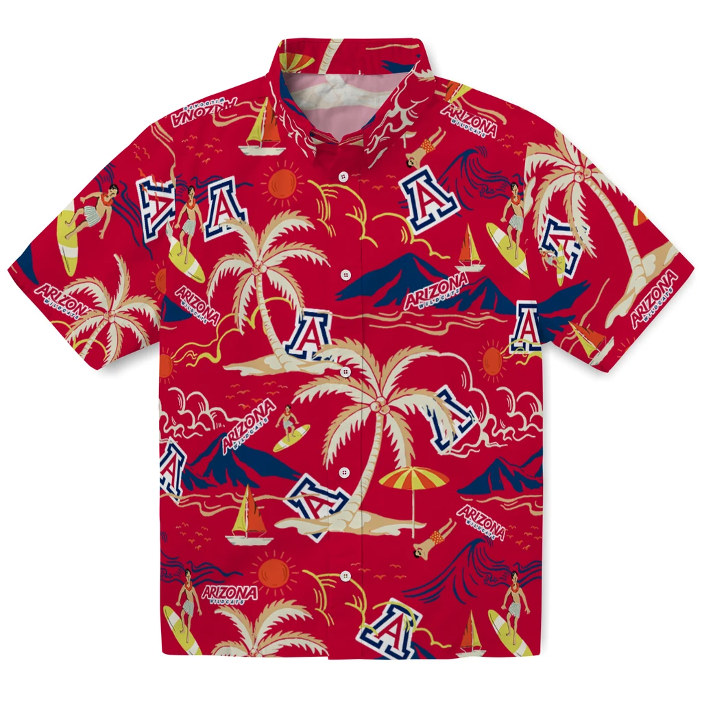 Arizona Wildcats Hawaiian Shirt - Palm Tree Island arizona wildcats palm tree island red hawaiian shirts best selling