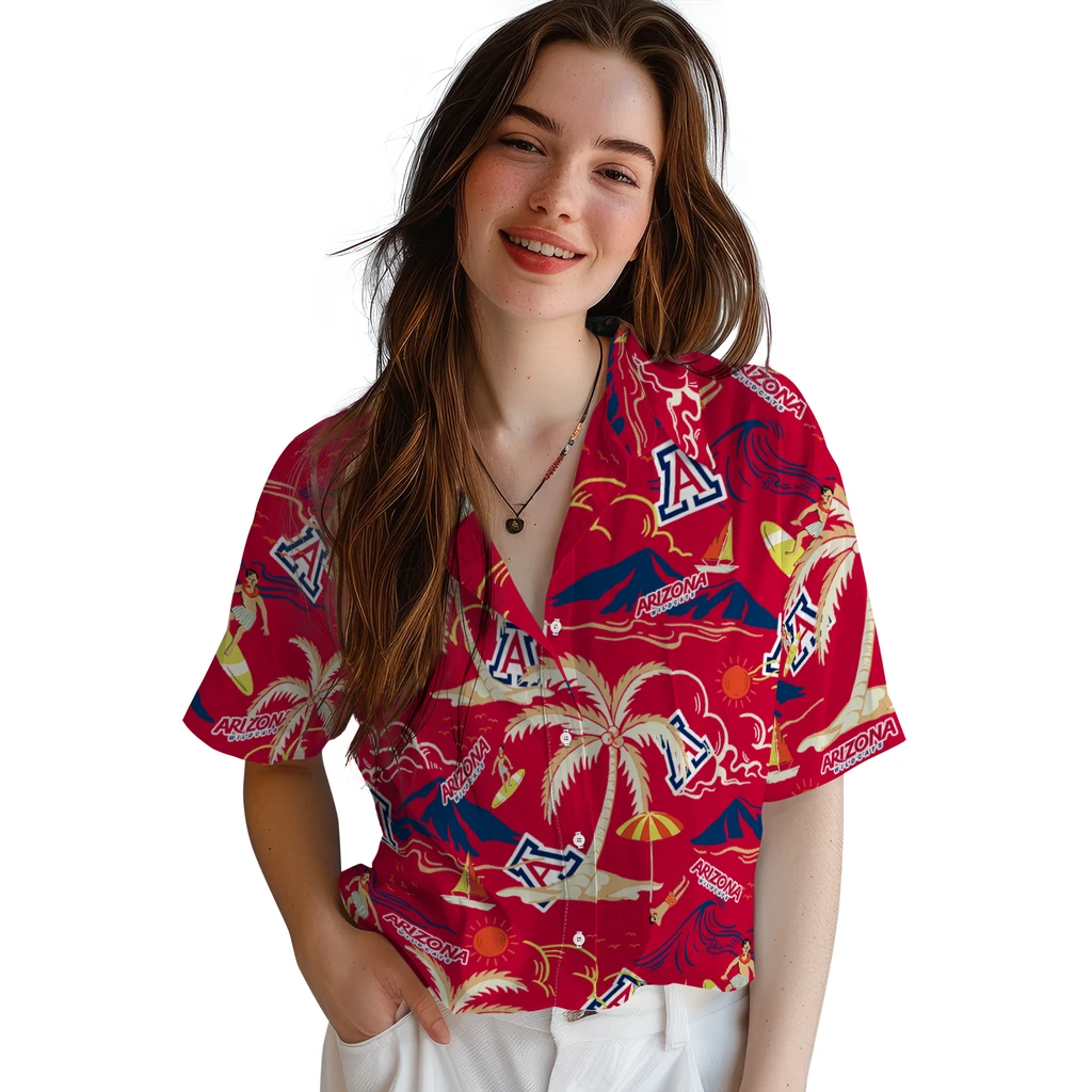 Arizona Wildcats Hawaiian Shirt - Palm Tree Island arizona wildcats palm tree island red hawaiian shirts latest model