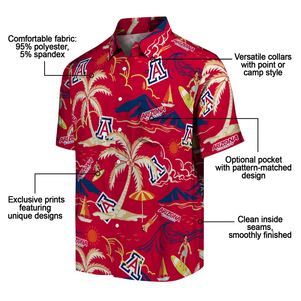 Arizona Wildcats Hawaiian Shirt - Palm Tree Island arizona wildcats palm tree island red hawaiian shirts new arrival