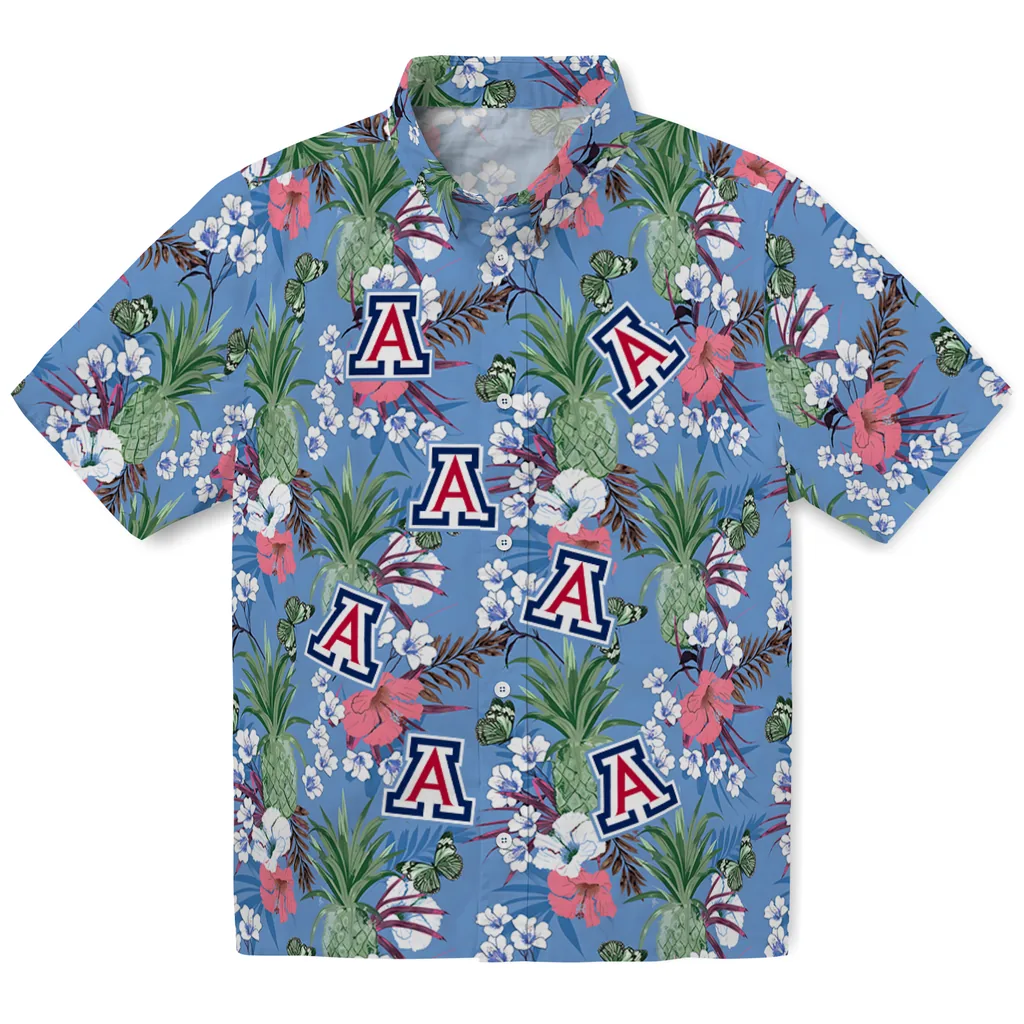 Arizona Wildcats Hawaiian Shirt - Pineapple Bouquet arizona wildcats pineapple bouquet best sky blue hawaiian shirts best selling