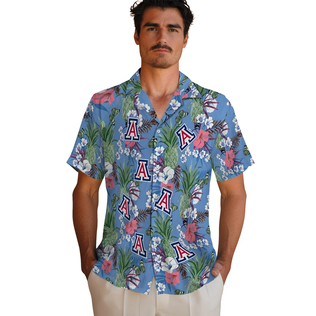 Arizona Wildcats Hawaiian Shirt - Pineapple Bouquet arizona wildcats pineapple bouquet best sky blue hawaiian shirts fashion forward