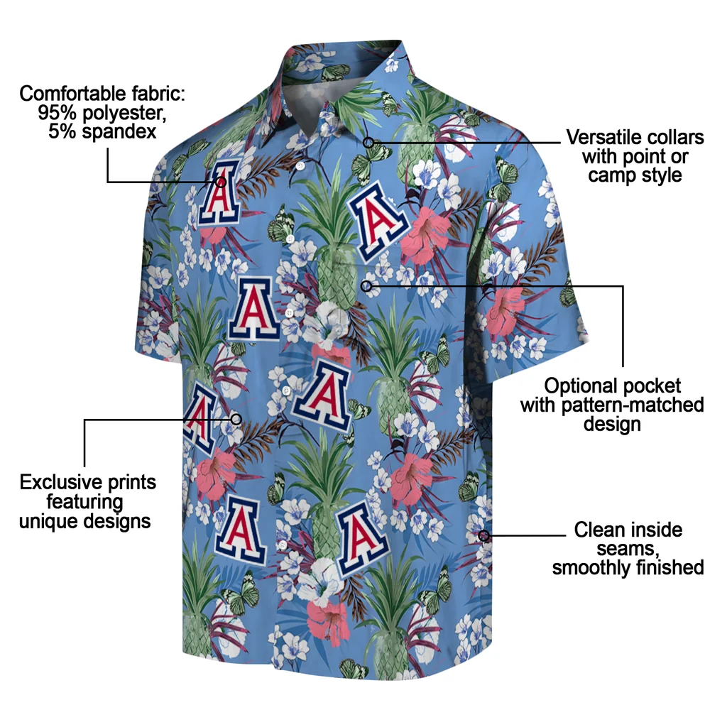 Arizona Wildcats Hawaiian Shirt - Pineapple Bouquet arizona wildcats pineapple bouquet best sky blue hawaiian shirts new arrival