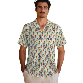 arizona wildcats pineapple delight beige hawaiian shirts fashion forward