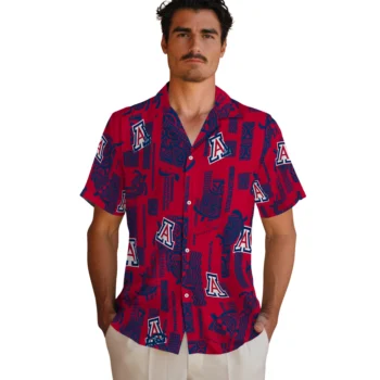 arizona wildcats turtle lines red hawaiian shirts fashion forward