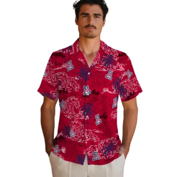 arizona wildcats wave palm red hawaiian shirts fashion forward