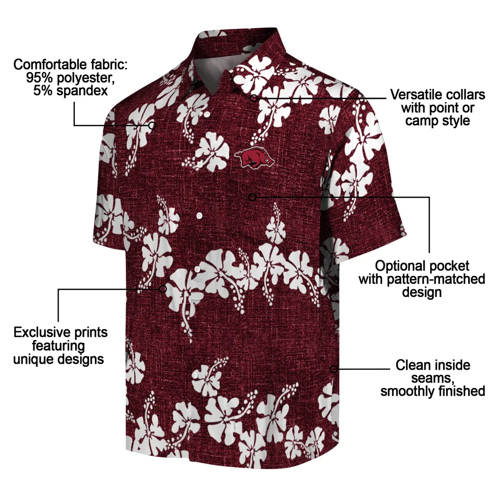 Arkansas Razorbacks Hawaiian Shirt - 50th State Flower arkansas razorbacks hibiscus petals red hawaiian shirts new arrival