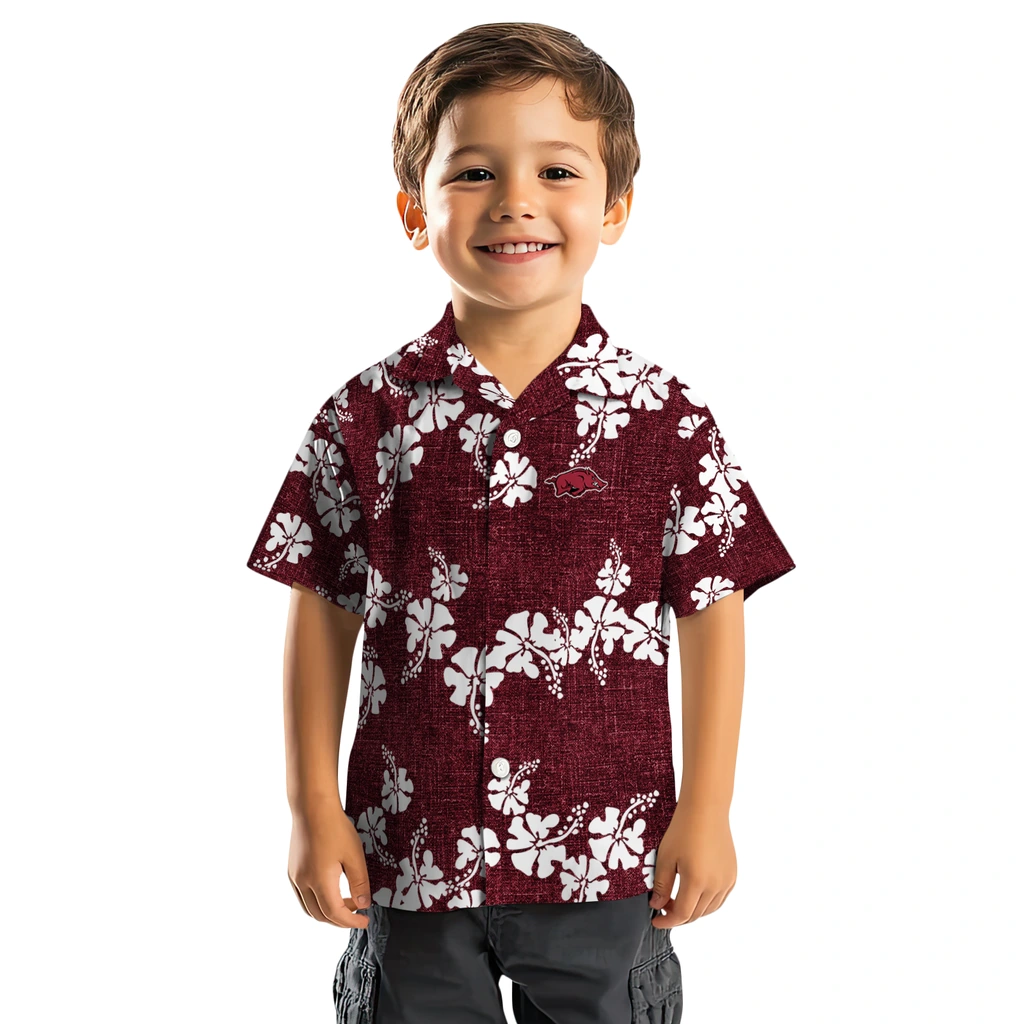 Arkansas Razorbacks Hawaiian Shirt - 50th State Flower arkansas razorbacks hibiscus petals red hawaiian shirts top rated
