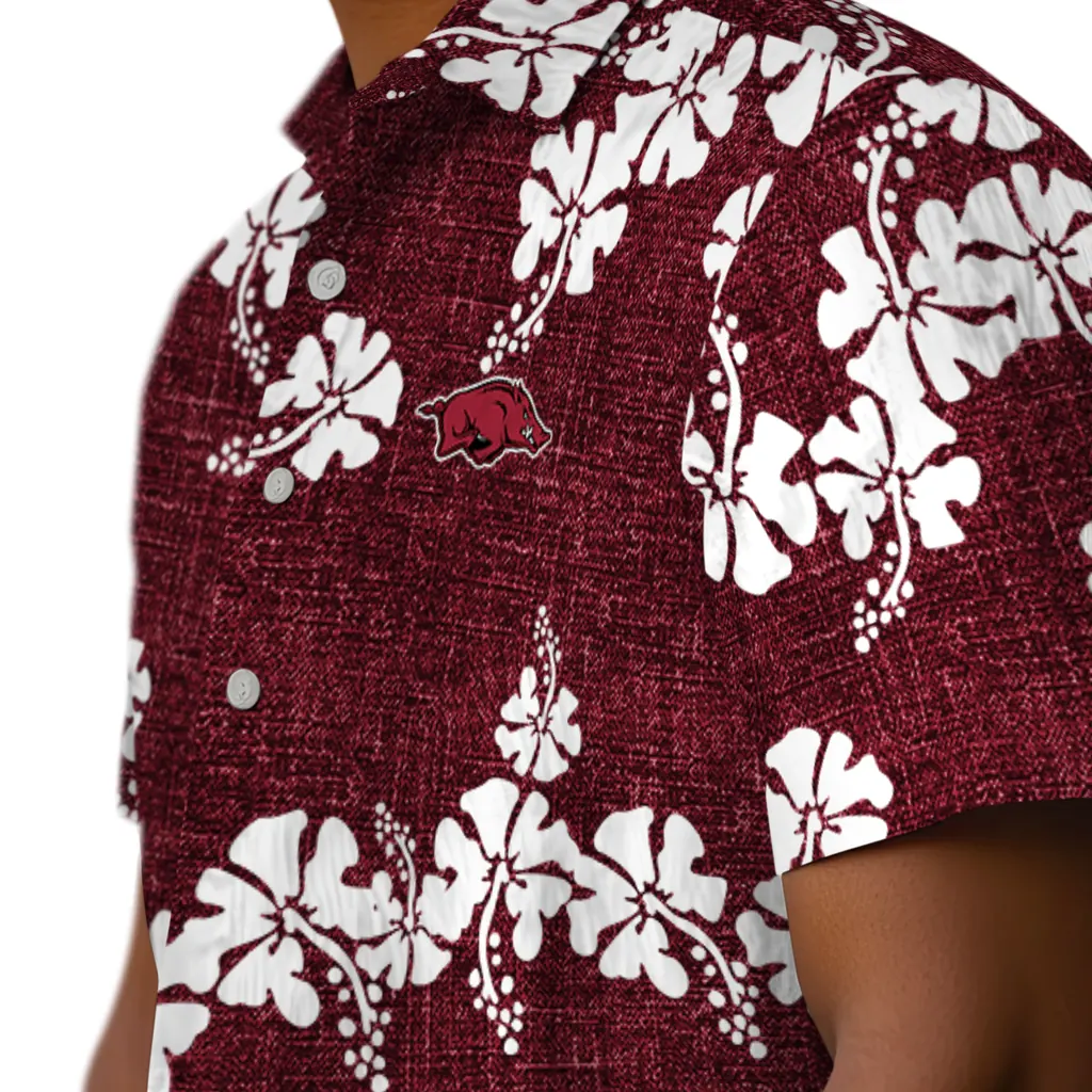Arkansas Razorbacks Hawaiian Shirt - 50th State Flower arkansas razorbacks hibiscus petals red hawaiian shirts trendy