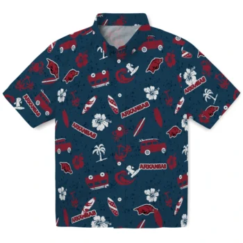 arkansas razorbacks beach vibe navy hawaiian shirts best selling