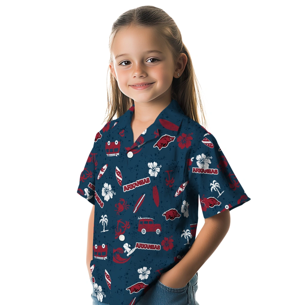 Arkansas Razorbacks Hawaiian Shirt - Beach Vibe arkansas razorbacks beach vibe navy hawaiian shirts premium grade
