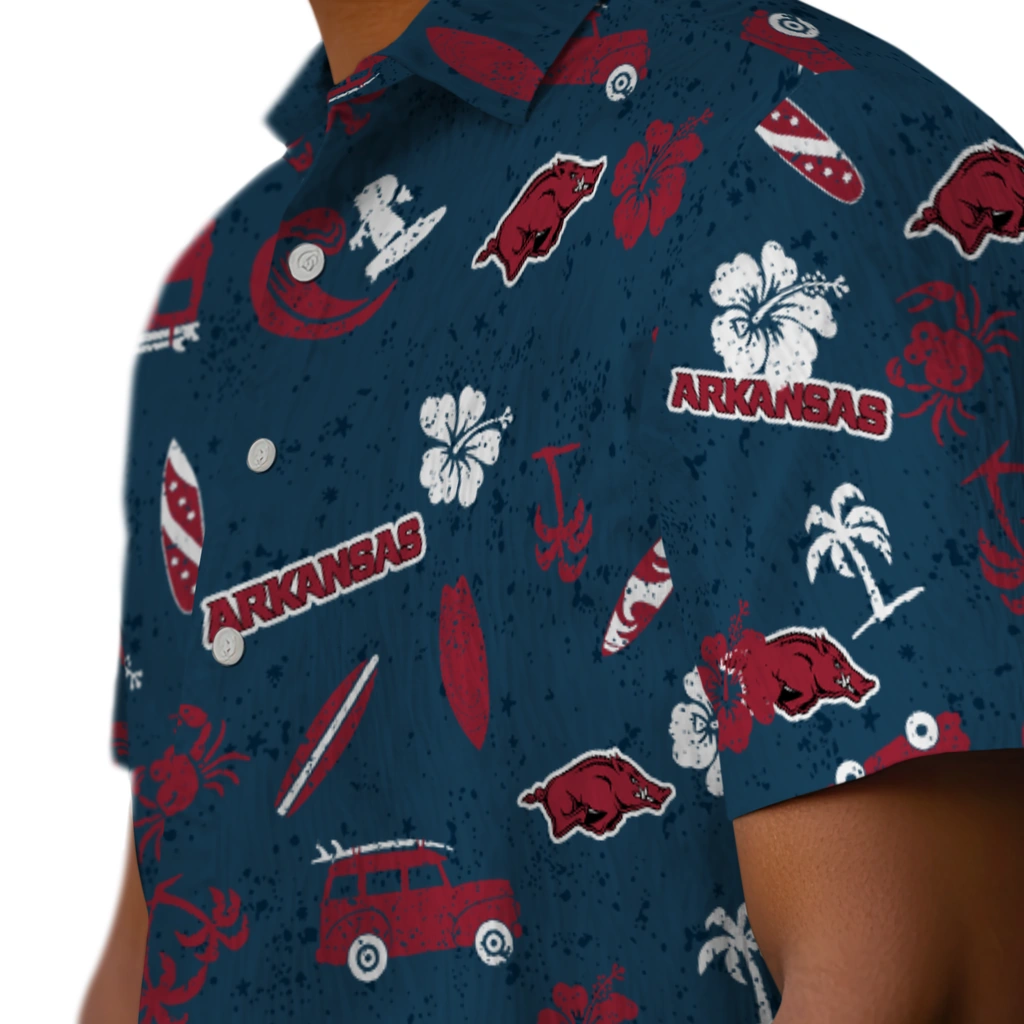 Arkansas Razorbacks Hawaiian Shirt - Beach Vibe arkansas razorbacks beach vibe navy hawaiian shirts trendy