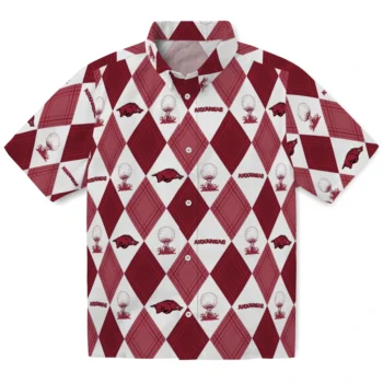 arkansas razorbacks balloon plaid red hawaiian shirts best selling