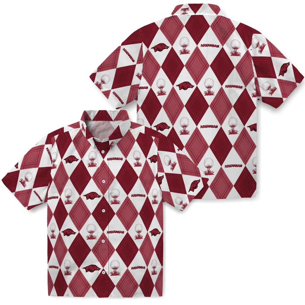 Arkansas Razorbacks Hawaiian Shirt - Golfing Plaid arkansas razorbacks balloon plaid red hawaiian shirts high quality