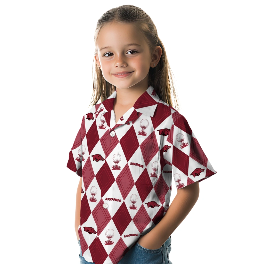 Arkansas Razorbacks Hawaiian Shirt - Golfing Plaid arkansas razorbacks balloon plaid red hawaiian shirts premium grade