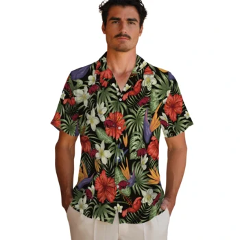 arkansas razorbacks hibiscus bird hawaiian shirts fashion forward