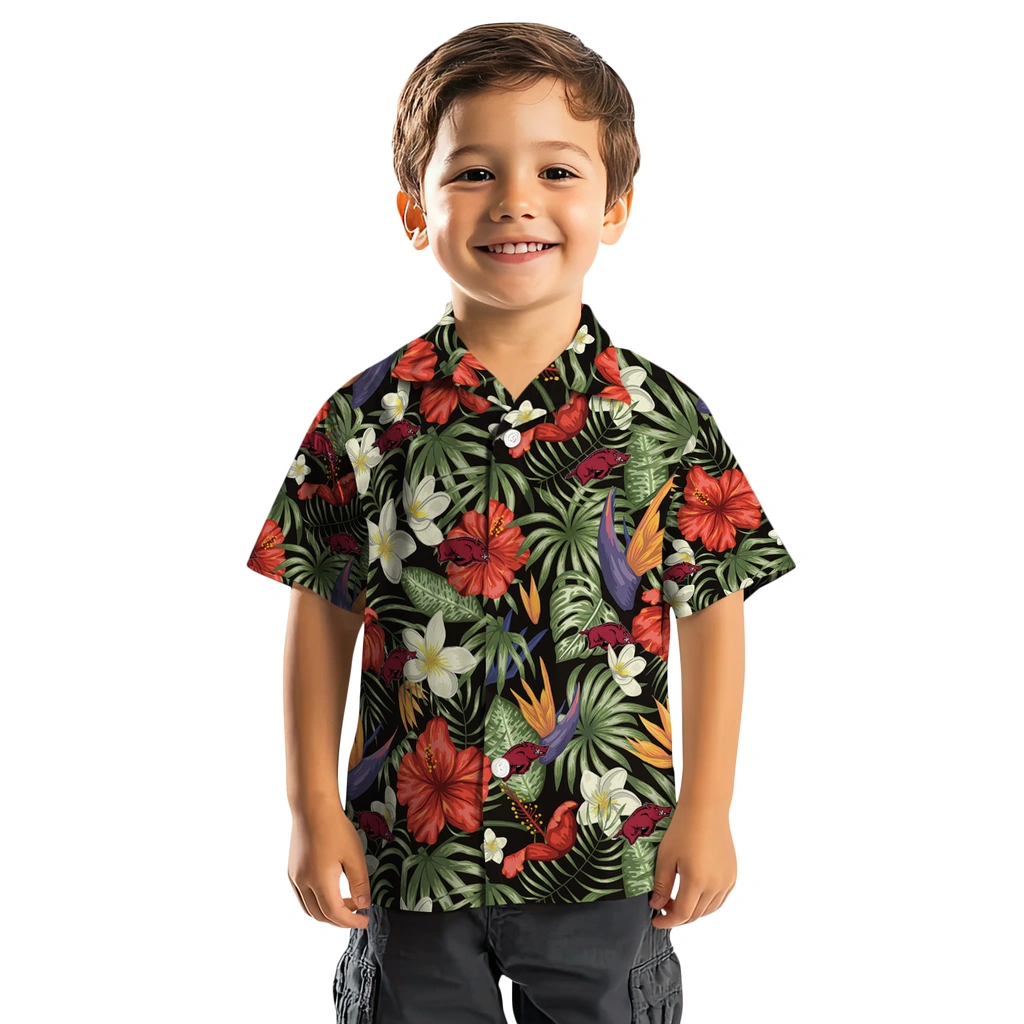 Arkansas Razorbacks Hawaiian Shirt - Hawaii Floral Hibiscus arkansas razorbacks hibiscus bird hawaiian shirts top rated