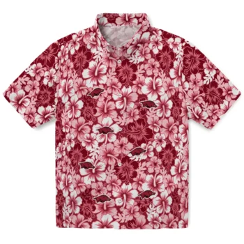 arkansas razorbacks hibiscus blooms red hawaiian shirts best selling