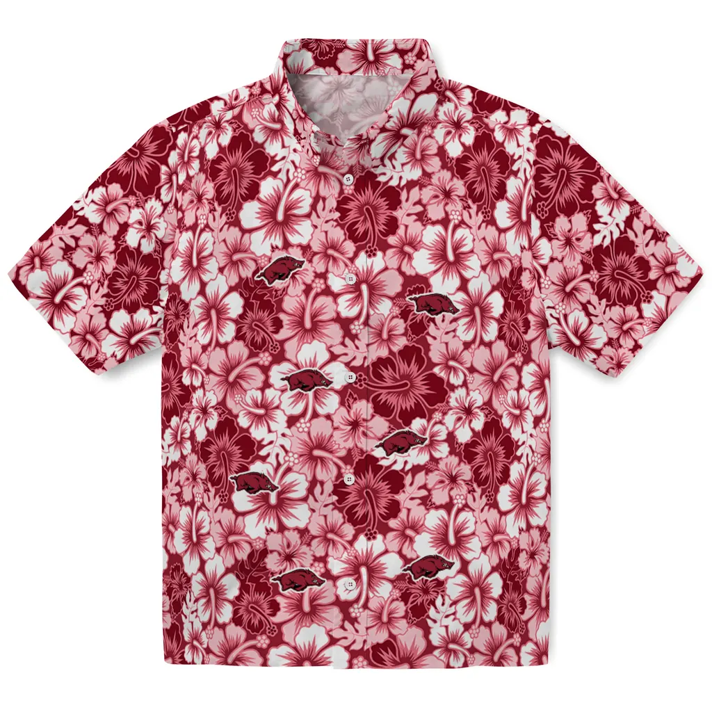 Arkansas Razorbacks Hawaiian Shirt - Hibiscus Blooms arkansas razorbacks hibiscus blooms red hawaiian shirts best selling