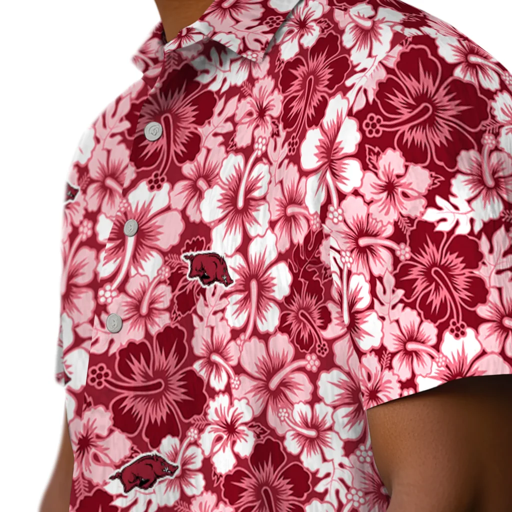 Arkansas Razorbacks Hawaiian Shirt - Hibiscus Blooms arkansas razorbacks hibiscus blooms red hawaiian shirts trendy
