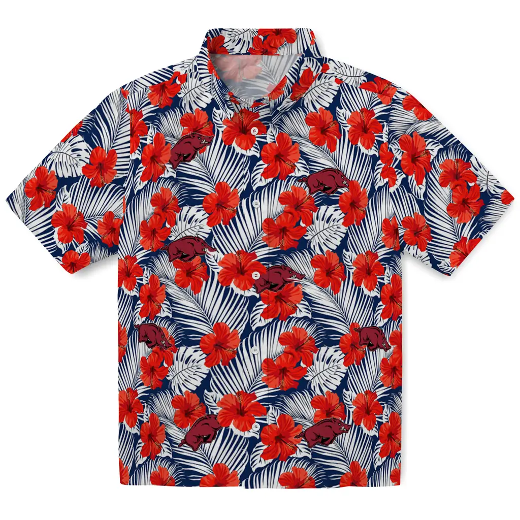 Arkansas Razorbacks Hawaiian Shirt - Hibiscus Fiesta arkansas razorbacks hibiscus fiesta red royal blue hawaiian shirts best selling