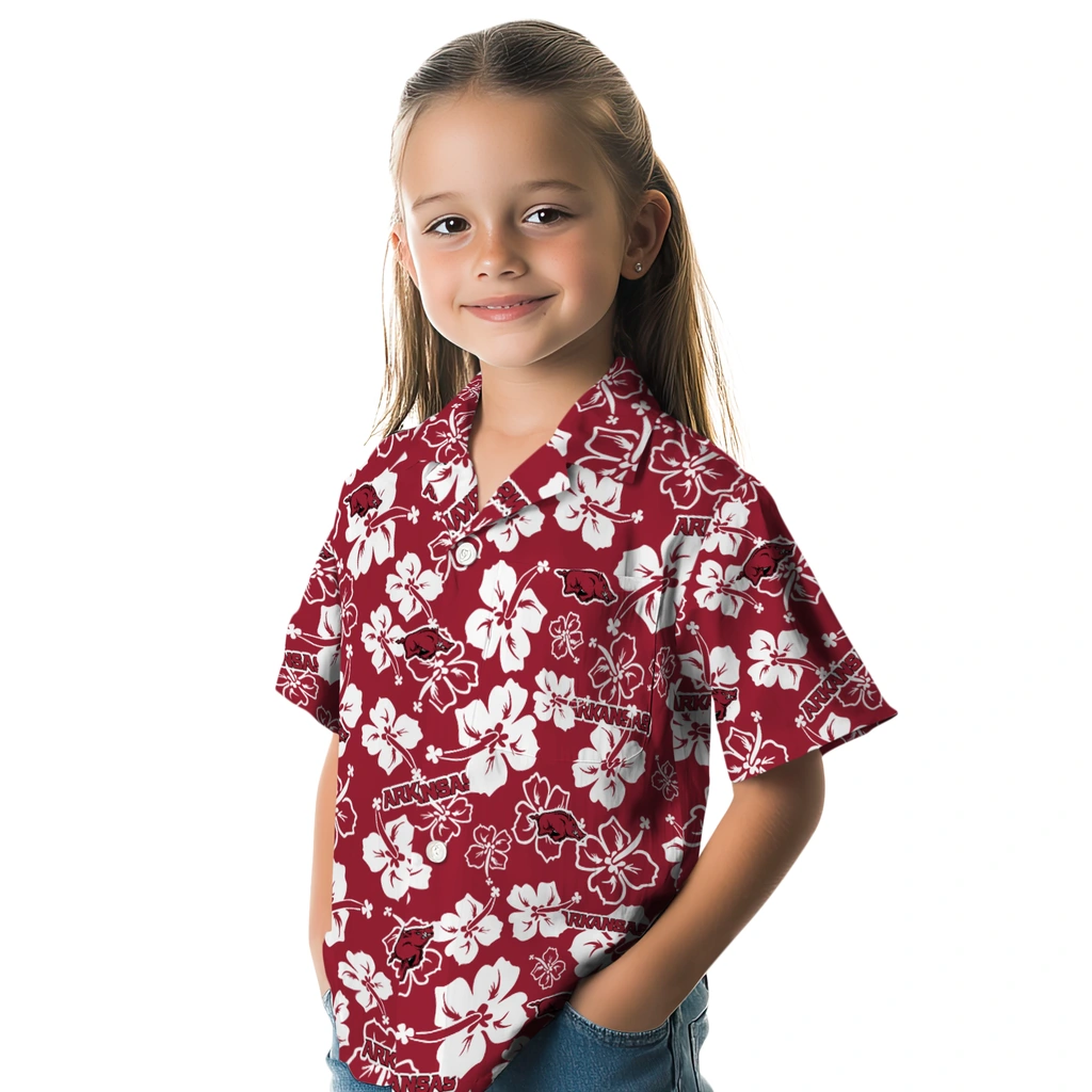 Arkansas Razorbacks Hawaiian Shirt - Hibiscus Flower Design arkansas razorbacks hibiscus bloom red hawaiian shirts premium grade