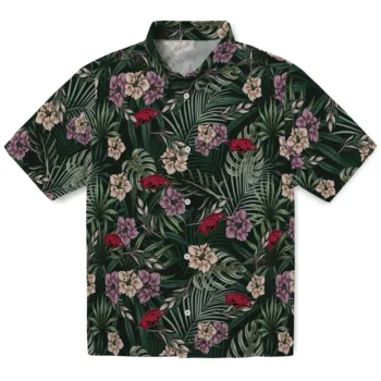 arkansas razorbacks hibiscus leaves pattern green hawaiian shirts best selling