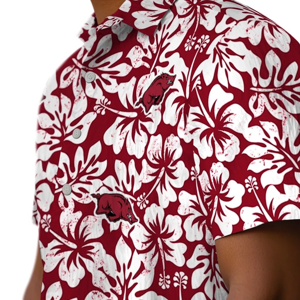 Arkansas Razorbacks Hawaiian Shirt - Hibiscus Motif arkansas razorbacks hibiscus motif red white hawaiian shirts trendy