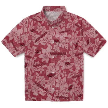 arkansas razorbacks hibiscus oasis red hawaiian shirts best selling
