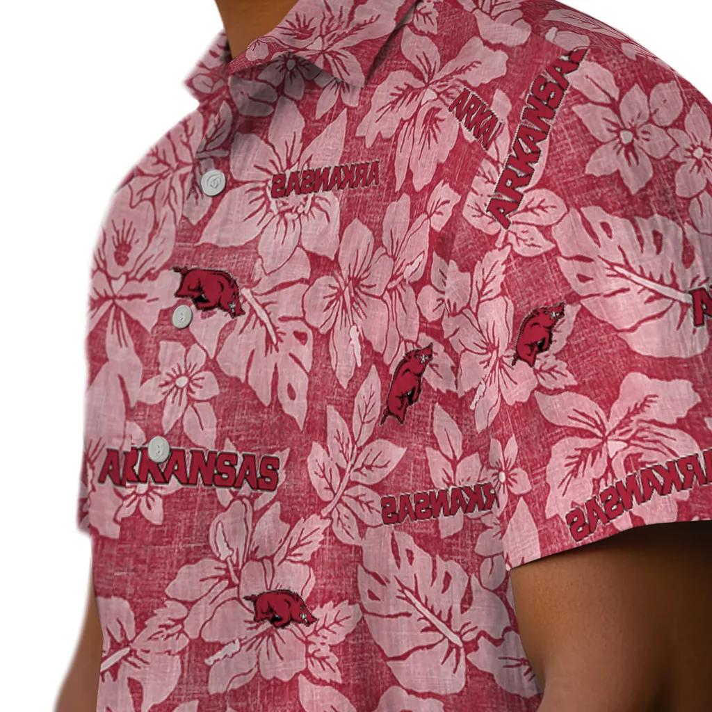 Arkansas Razorbacks Hawaiian Shirt - Hibiscus Oasis arkansas razorbacks hibiscus oasis red hawaiian shirts trendy