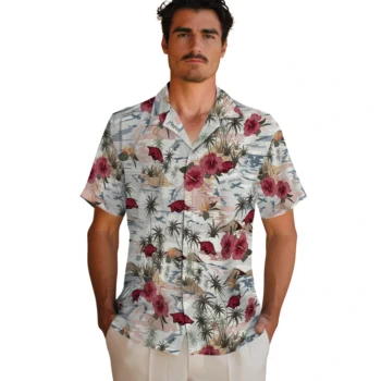arkansas razorbacks hibiscus seaside white hawaiian shirts fashion forward